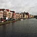 Canals in Leiden: the Rhine with the Apothekersdijk (Apothecaries' Dike) on the left and the Boommarkt (Tree Market) on the right