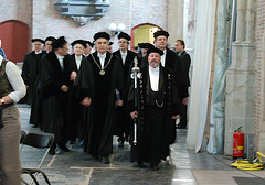 433rd dies natalis of Leiden University: the procession of professors enters the church