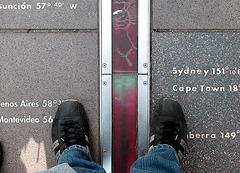 Standing on both sides of the Prime Meridian at Greenwich