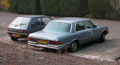 1973 Mercedes-Benz 280 SE and a Peugeot 205