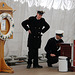 Men in uniform aboard HMS Belfast