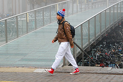 Red shoes and a Frisian woolen hat
