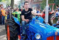 Oldtimer day at Ruinerwold: Leaving for the tractor tour