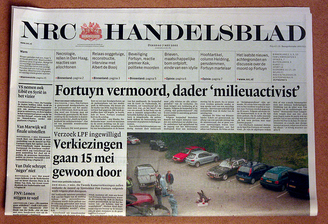 Recent history in old newspapers: Dutch politician Pim Fortuyn murdered