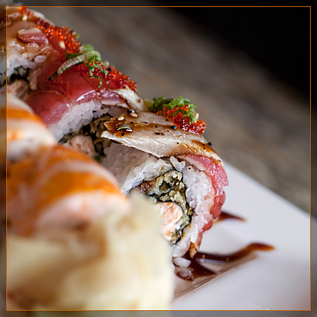 Sushi Roll with Reverse Bokeh