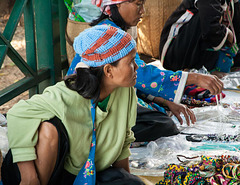 Lanna tribeswomen selling necklaces in Chiang Mai