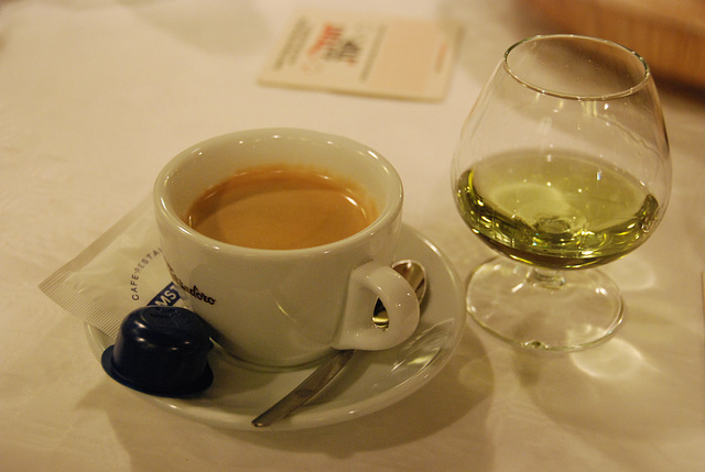 Coffee and Chartreuse at restaurant Amsterdam