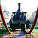 Old steam train outside the Museum of Technology