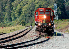 Front view of BNSF 2265 on the USA-Canada border