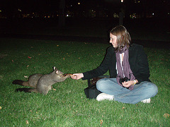 Emilie & possums in Treasury Gardens