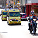 Two ambulances escorted by the police