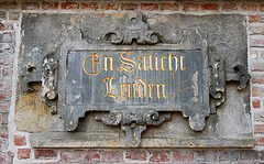 Stone on the demolished Church of Our Lady in Leiden