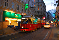 Tram on the move