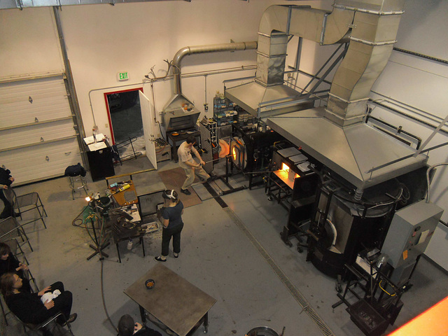 Glass blowers at work