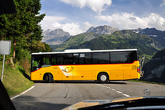Holiday 2009 – Postauto turning on the Klausen Pass, Switzerland
