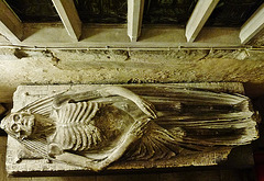 st.john's priory, finsbury, london,gisant effigy of sir william weston, 1540, last prior here,c16 tomb