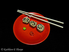 Spicy tuna sushi; different perspective