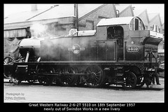 Former GWR 2-6-2T 5510 - Swindon Works - 18.9.1957