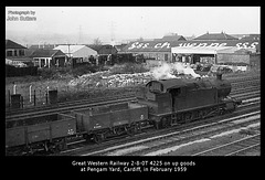 Ex-GWR 2-8-0T 4225 at Pengam Yard, Cardiff in February 1959