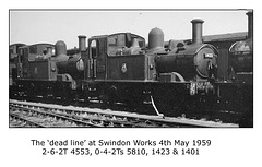 GWR 2-6-2T 4553 0-4-2Ts 5810 1423 & 1401 4th May 1959