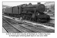 GWR 460 1012 County of Denbigh Bath 1 6 1959