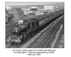 GWR 4-6-0 5051 Earl Bathurst Cardiff Feb 1959