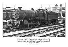 GWR 4-6-0 6876 Kingsland Grange - Bristol Temple Meads - 13.5.1965