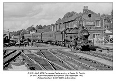GWR 4-6-0 4079 Pendennis Castle & SR 0-8-0T 30955 Exeter St D 3.9.1960