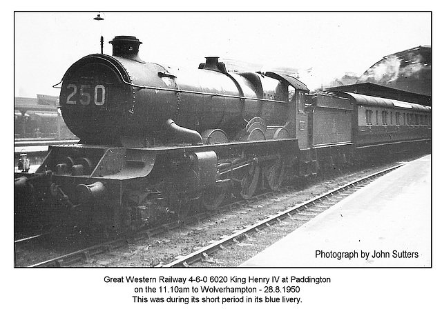 GWR 6020 King Henry IV Paddington 28 8 1950