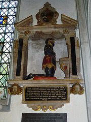 stoke d'abernon church , surrey,sir john norbury died in 1521, this memorial of the early c17 is a replacement of one destroyed