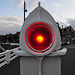 Red light on the harbour bridge in Leiden