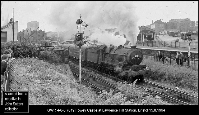GWR 4-6-0 7019 Fowey Castle at Lawrence Hill Station, Bristol 15.8.1964