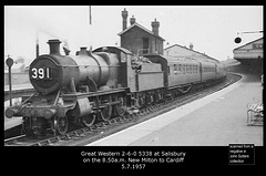 GWR 2-6-0 5338 - Salisbury - 5.7.1957 neg scan