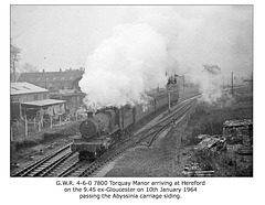 GWR 4-6-0 7800 Torquay Manor at Hereford - 10.1.1964