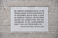 Memorial stone – The first steam engine in the Dutch textile industry was used here in November 1816
