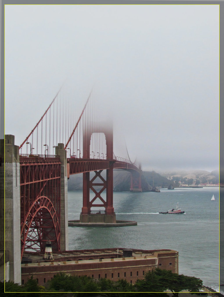 Golden Gate Bridge with Tugboat