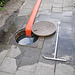 Uncovered manhole