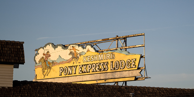 Sparks Pony Express lodge sign (0720)