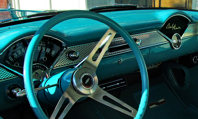 Vintage Blue '55 Chevy Bel Air Interior