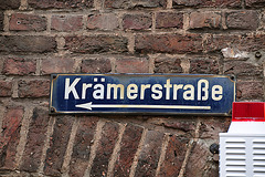 Sign of the Krämerstraße in Aachen, Germany