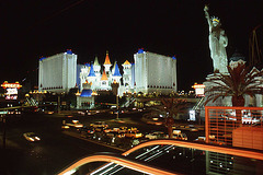 Excalibur Hotel and the Statue of Liberty