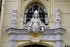 Above-the-door ornament on the Münsterplatz in Aachen, Germany