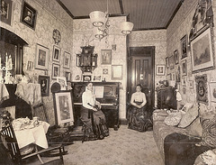 Vintage Interior With Two Women, Possibly Twins