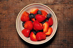 I ate this: Strawberries and blueberries before they were covered by yoghurt