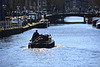 Pushboat on the Old Rhine in Leiden