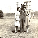 Marie, Unknow INS officer, Alice at the internment camp for enemy aliens near New Orleans, Circa 1943
