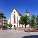 Mosbach, Markt und Stadtkirche (030°)
