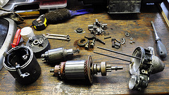 Taking apart a starter engine