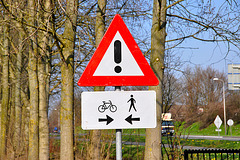 Warning: meeting of bikes and pedestrians