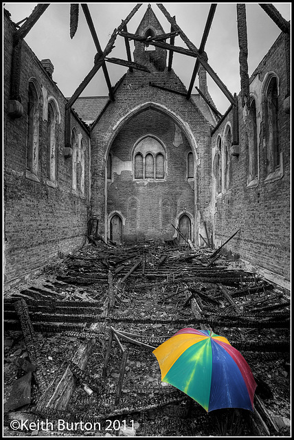 Derelict Convent - Black & White with selective colouring